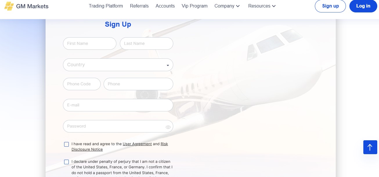 Goldman Markets SignUp Page