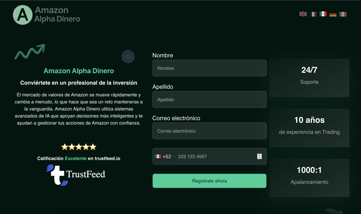 Amazon Alpha Dinero home page screenshot