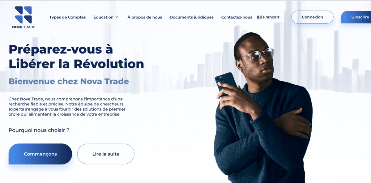 Nova Trade home page screenshot