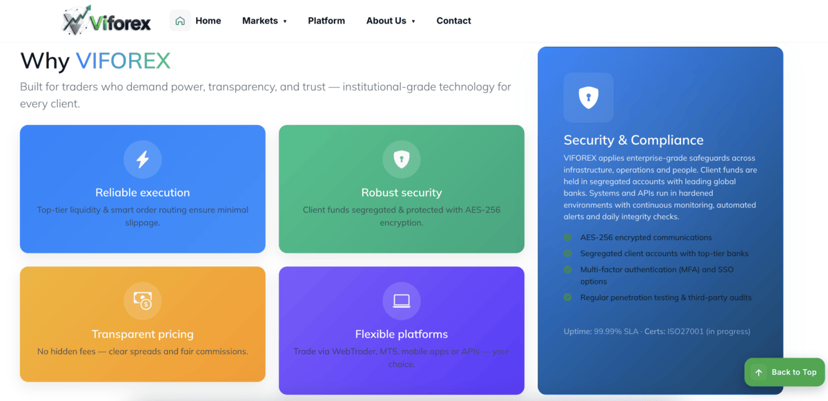 Viforex page screenshot