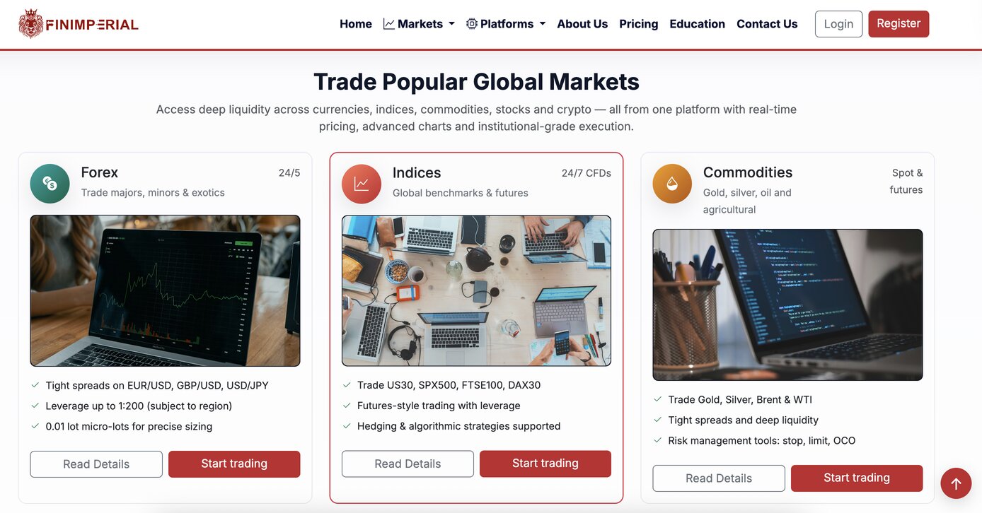 Finimperial page screenshot